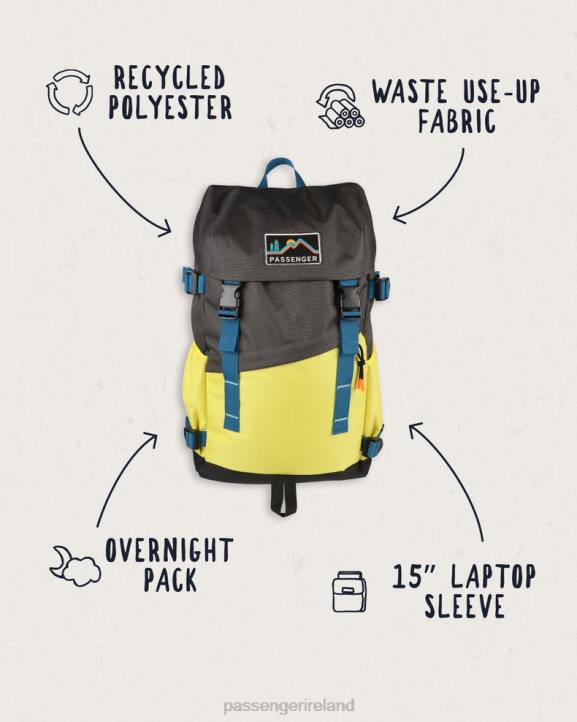 Accessories Passenger 22N8562 Boondocker Recycled 26L Backpack Grey Olive/Sheen Yellow Men Yellow