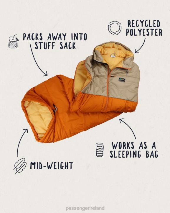 Accessories Passenger 22N8585 Good Times Recycled Sleep Sack Chinchilla Brown/Sunrise Orange Men Orange
