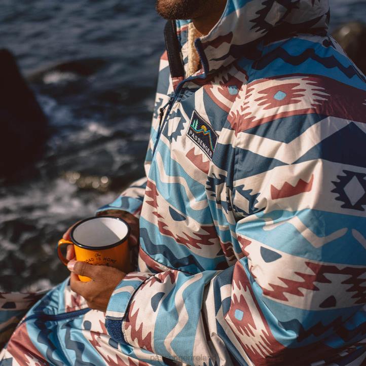 Clothing Passenger 22N813 Roaming Recycled Sherpa Lined Changing Robe Multi Geo Stripe Coral Men Multi