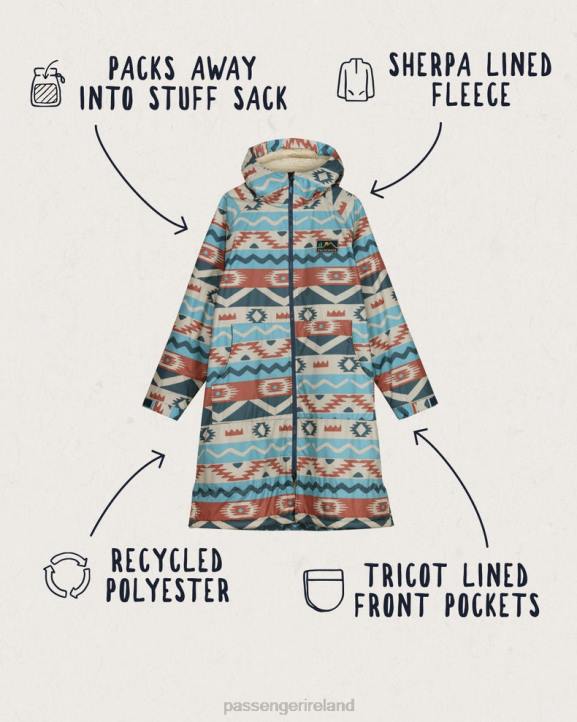 Clothing Passenger 22N813 Roaming Recycled Sherpa Lined Changing Robe Multi Geo Stripe Coral Men Multi