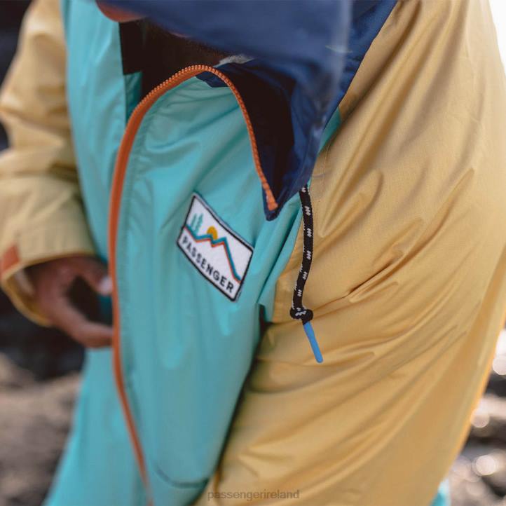 Clothing Passenger 22N819 Roaming Recycled Sherpa Lined Changing Robe Blue Turquoise/Ochre Yellow Men Blue