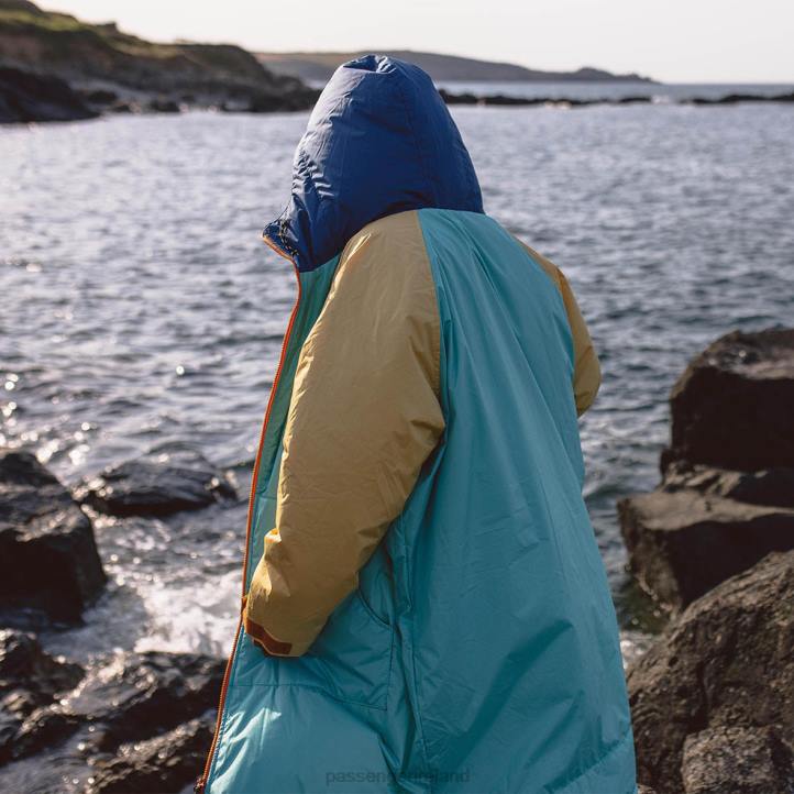 Clothing Passenger 22N819 Roaming Recycled Sherpa Lined Changing Robe Blue Turquoise/Ochre Yellow Men Blue