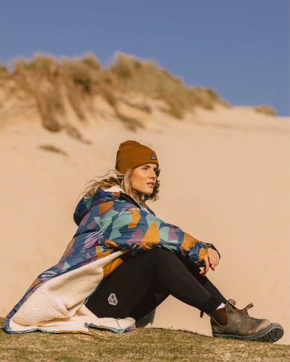 Clothing Passenger 22N81 Waves Recycled Sherpa Lined Changing Robe Deep Blue Camo Pattern Men Blue