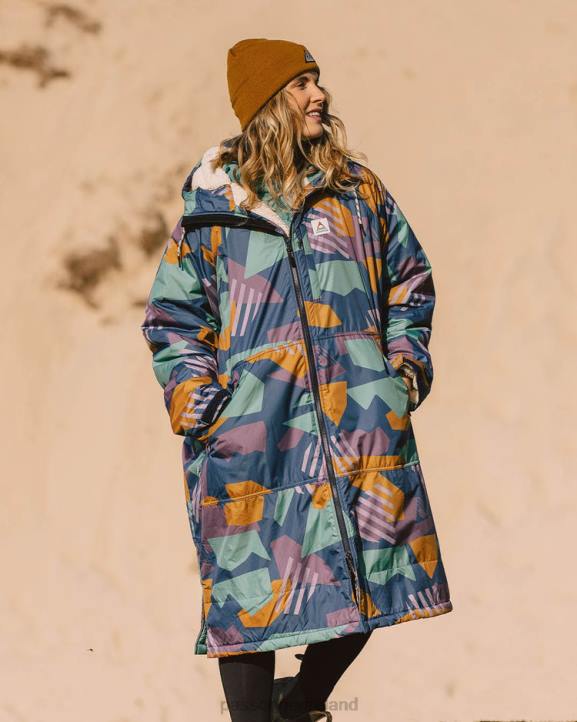 Clothing Passenger 22N8644 Waves Recycled Sherpa Lined Changing Robe Deep Blue Camo Pattern Men Blue