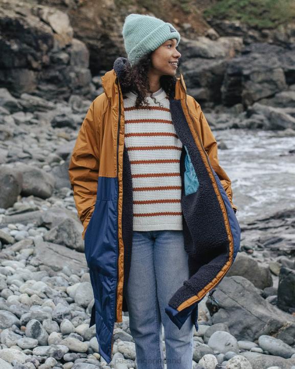 Clothing Passenger 22N8645 Roaming Recycled Sherpa Lined Changing Robe Rich Navy/Golden Brown Men Brown