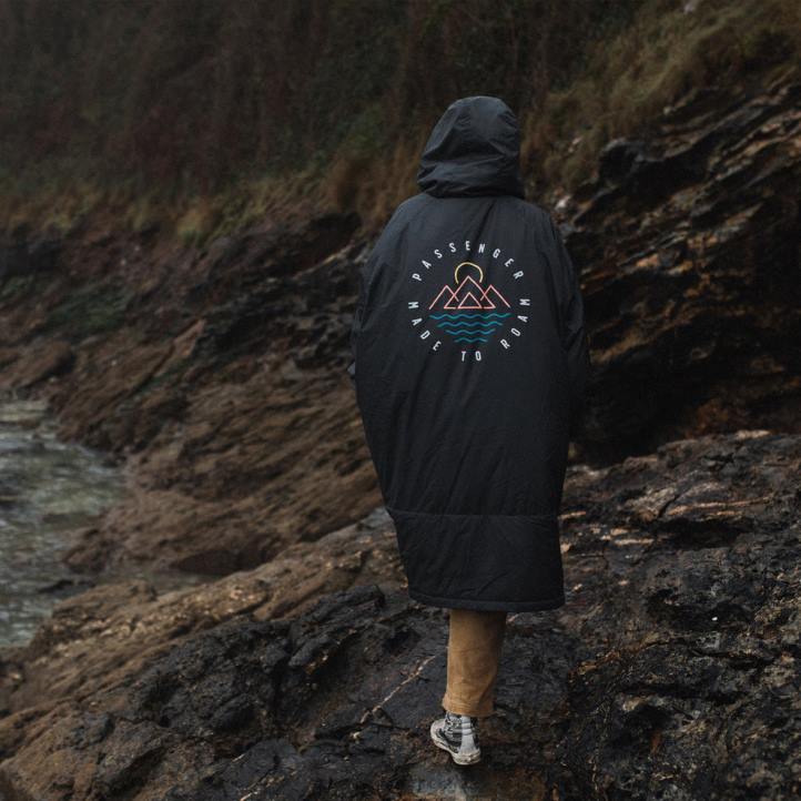 Clothing Passenger 22N8650 Escapism Recycled Towel Lined Changing Robe Black Men Black