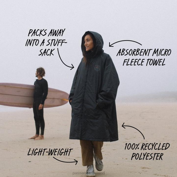 Clothing Passenger 22N8650 Escapism Recycled Towel Lined Changing Robe Black Men Black