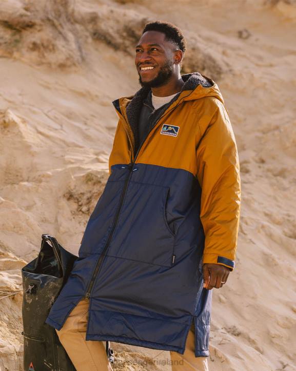 Clothing Passenger 22N88 Roaming Recycled Sherpa Lined Changing Robe Rich Navy/Golden Brown Men Brown