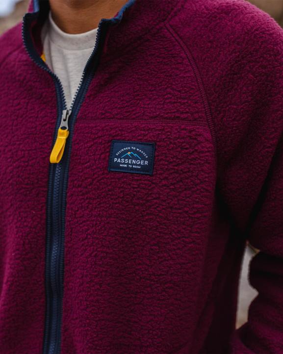 Clothing Passenger 22N825 Tripper Recycled Sherpa Full Zip Fleece Wine Men Wine