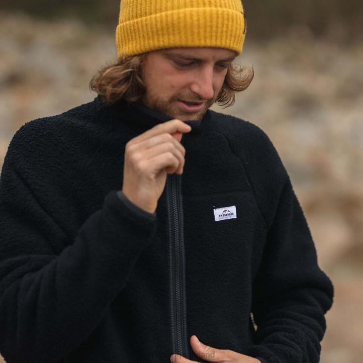 Clothing Passenger 22N828 Tripper Full Zip Recycled Sherpa Fleece Black Men Black