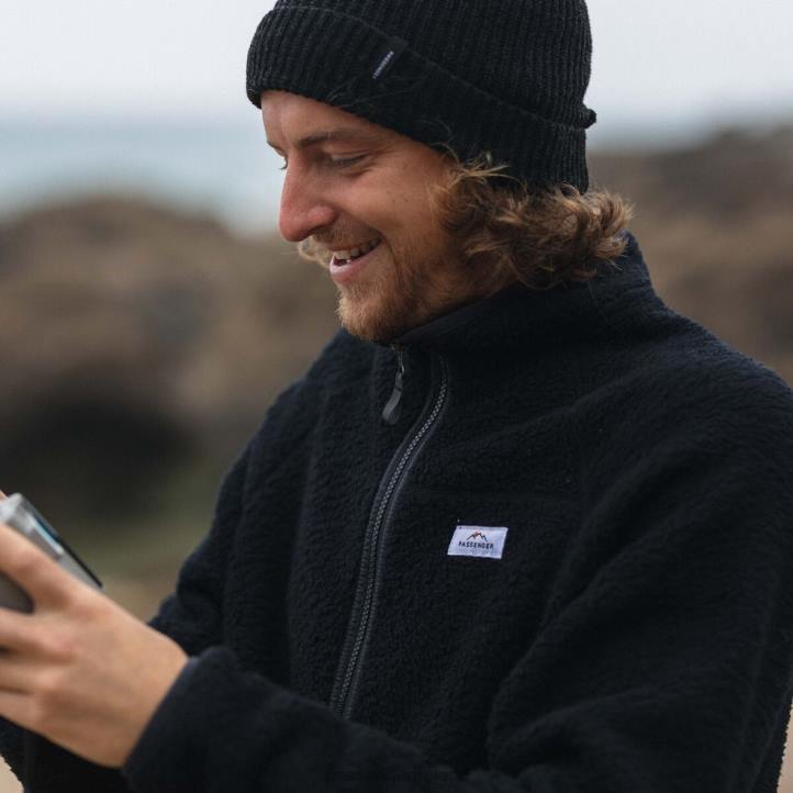 Clothing Passenger 22N828 Tripper Full Zip Recycled Sherpa Fleece Black Men Black