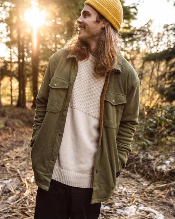 Clothing Passenger 22N836 Maple Recycled Polar Fleece Shirt Khaki Men Khaki