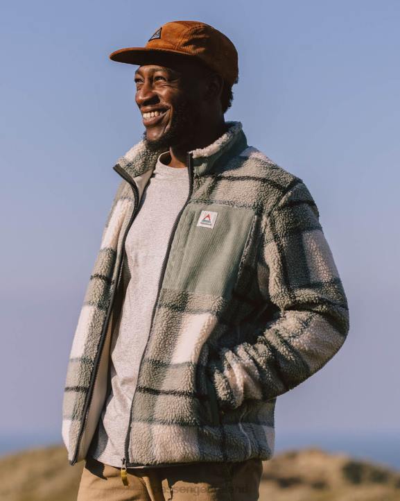 Clothing Passenger 22N843 Trekker Recycled Deep-Pile Sherpa Fleece Pistachio Check Men Pistachio