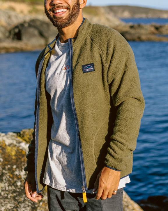 Clothing Passenger 22N845 Tripper Recycled Sherpa Full Zip Fleece Khaki Men Khaki