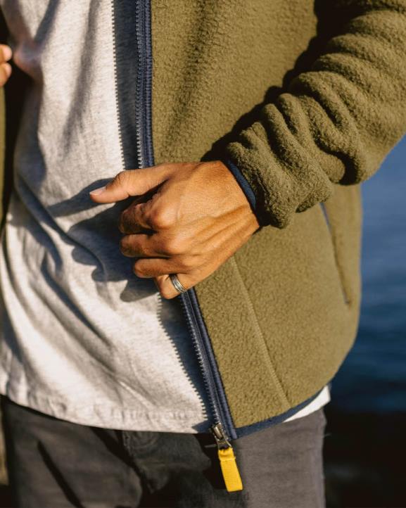 Clothing Passenger 22N845 Tripper Recycled Sherpa Full Zip Fleece Khaki Men Khaki