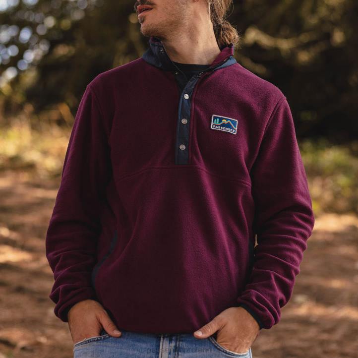 Clothing Passenger 22N857 Adrift Recycled Polar Fleece Wine Men Wine