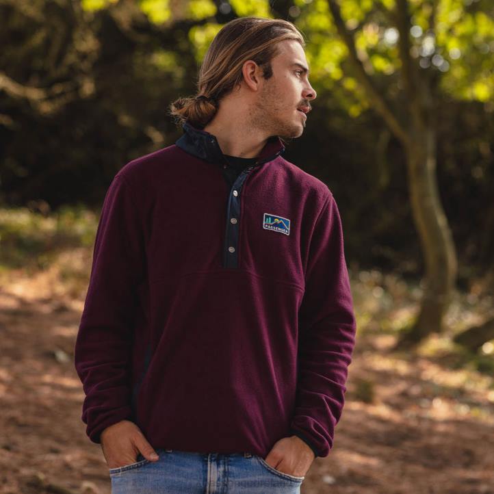 Clothing Passenger 22N857 Adrift Recycled Polar Fleece Wine Men Wine