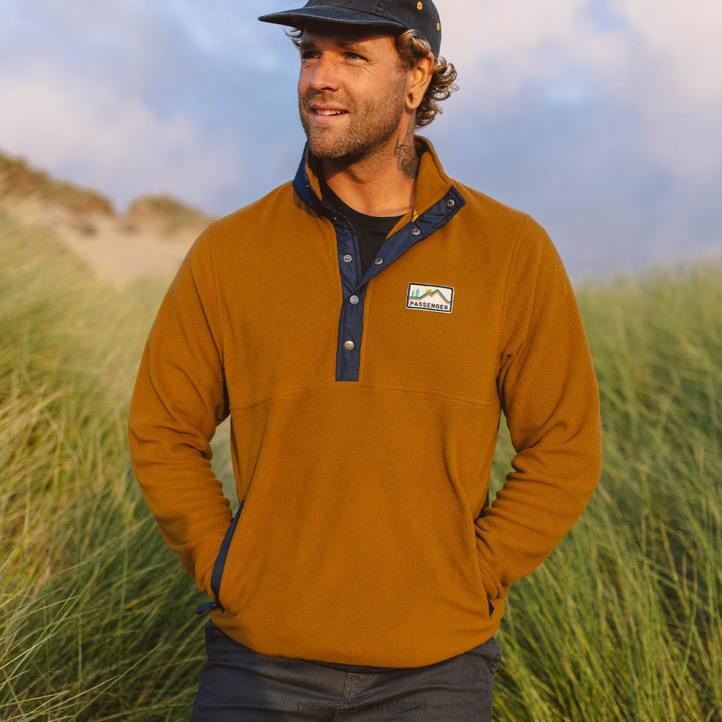 Clothing Passenger 22N860 Adrift Recycled Polar Fleece Golden Brown Men Brown