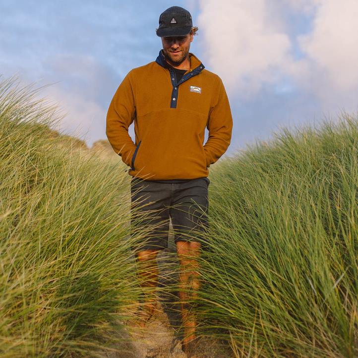 Clothing Passenger 22N860 Adrift Recycled Polar Fleece Golden Brown Men Brown