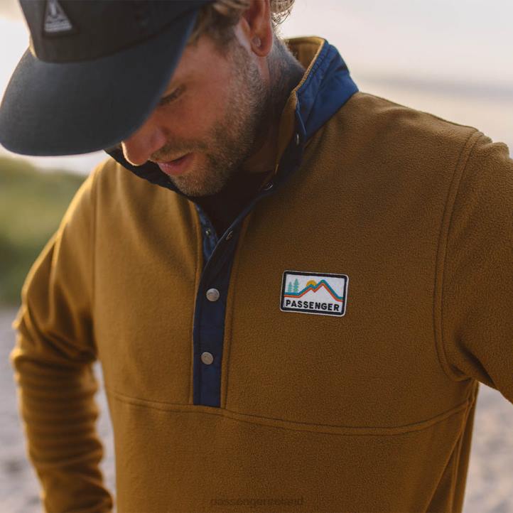 Clothing Passenger 22N860 Adrift Recycled Polar Fleece Golden Brown Men Brown