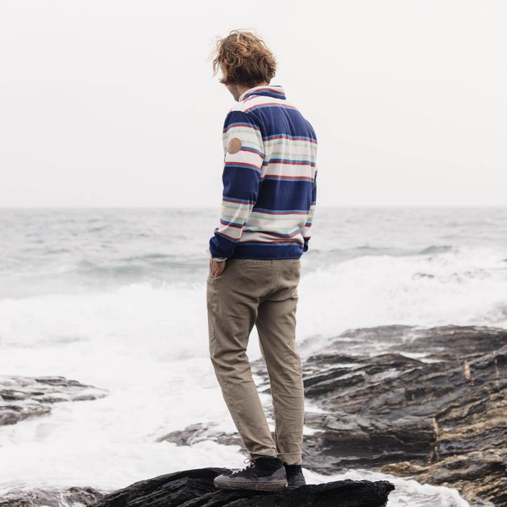 Clothing Passenger 22N868 Canyon Recycled Polar Fleece Pullover Navy Mix Up Stripe Men Navy