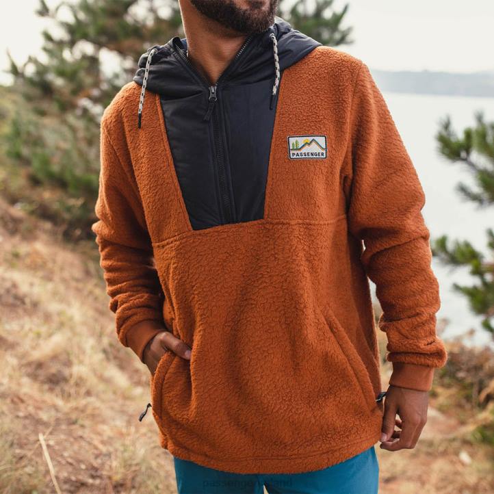 Clothing Passenger 22N869 Spindrift Recycled Sherpa Hooded Fleece Glazed Ginger Men Glazed