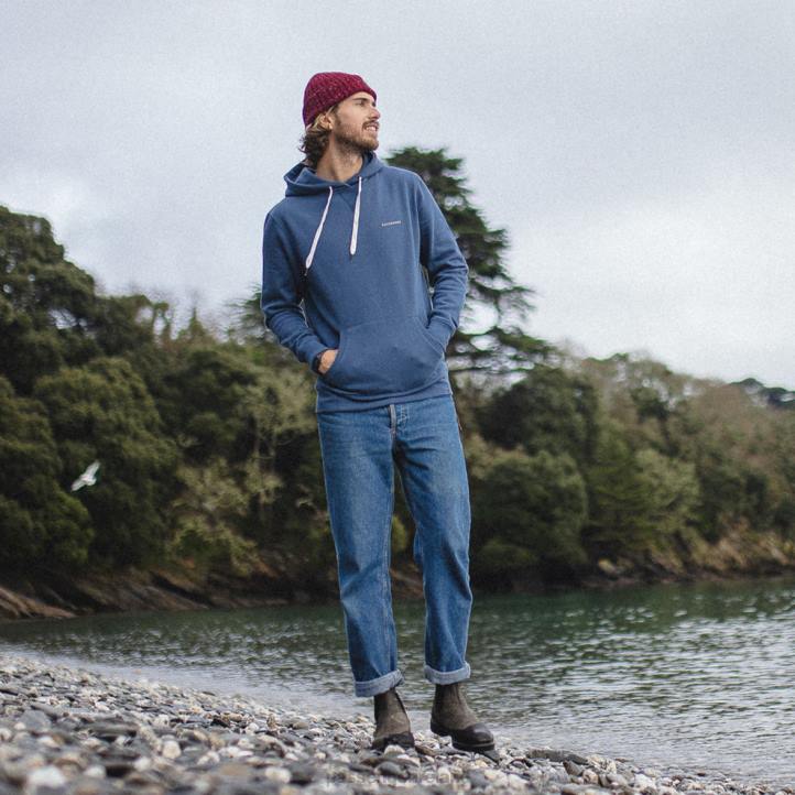 Clothing Passenger 22N8103 Made To Roam Recycled Hoodie Dark Denim Men Denim