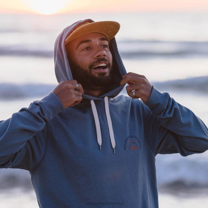 Clothing Passenger 22N8108 Good Vibes Recycled Cotton Hoodie Stone Blue Men Blue