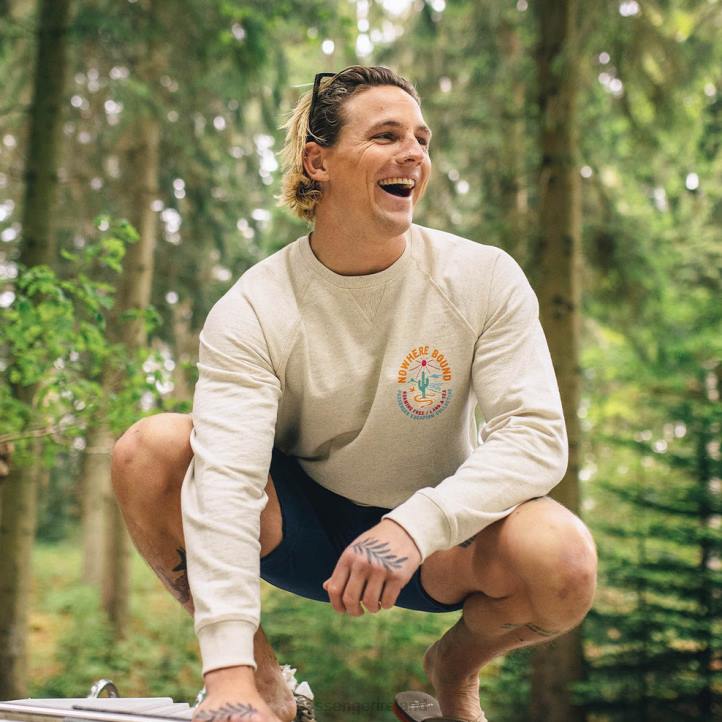 Clothing Passenger 22N8113 Land & Sea Recycled Cotton Sweatshirt Milky Marl Men Marl