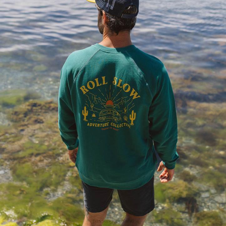 Clothing Passenger 22N8115 Roll Slow Recycled Cotton Sweatshirt Storm Green Men Green