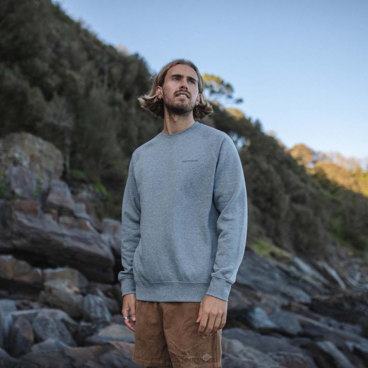 Clothing Passenger 22N8116 Made To Roam Recycled Sweatshirt Mid Grey Marl Men Grey