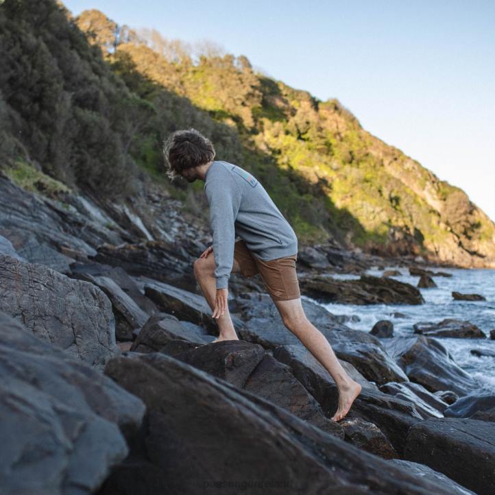 Clothing Passenger 22N8116 Made To Roam Recycled Sweatshirt Mid Grey Marl Men Grey