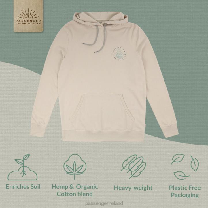 Clothing Passenger 22N8140 Escapism Hemp Hoodie Birch Men Birch