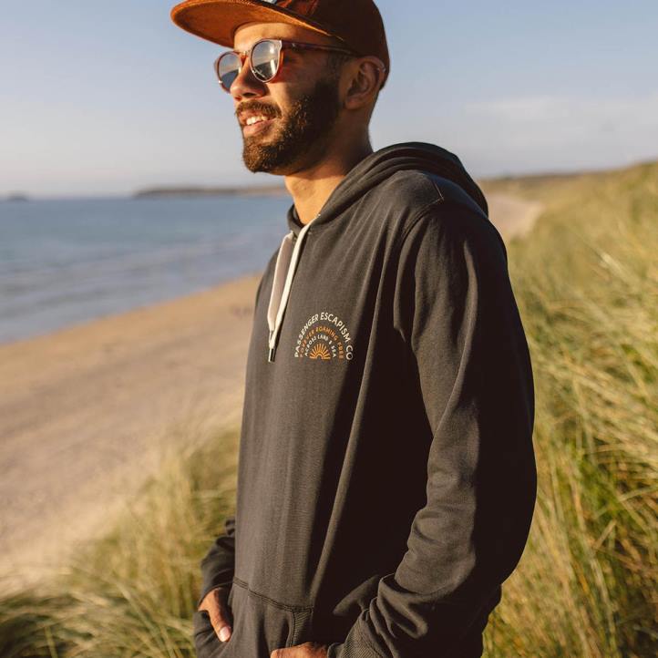 Clothing Passenger 22N8144 Good Vibes Recycled Cotton Hoodie Black Men Black