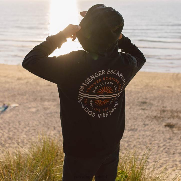 Clothing Passenger 22N8144 Good Vibes Recycled Cotton Hoodie Black Men Black