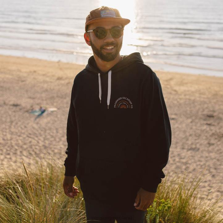 Clothing Passenger 22N8144 Good Vibes Recycled Cotton Hoodie Black Men Black