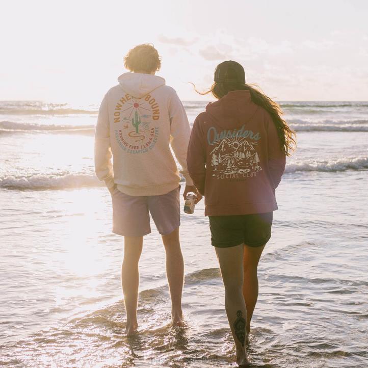 Clothing Passenger 22N8148 Land & Sea Recycled Cotton Hoodie Milky Marl Men Marl