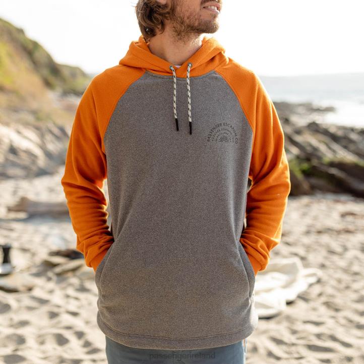 Clothing Passenger 22N865 Good Vibes Recycled Polar Fleece Hoodie Grey Marl Men Grey