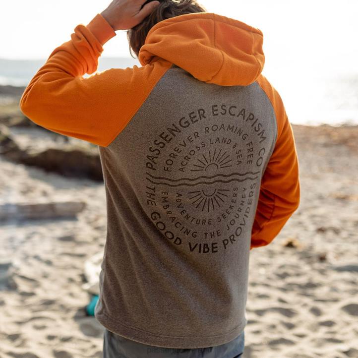 Clothing Passenger 22N865 Good Vibes Recycled Polar Fleece Hoodie Grey Marl Men Grey
