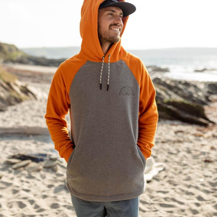 Clothing Passenger 22N865 Good Vibes Recycled Polar Fleece Hoodie Grey Marl Men Grey