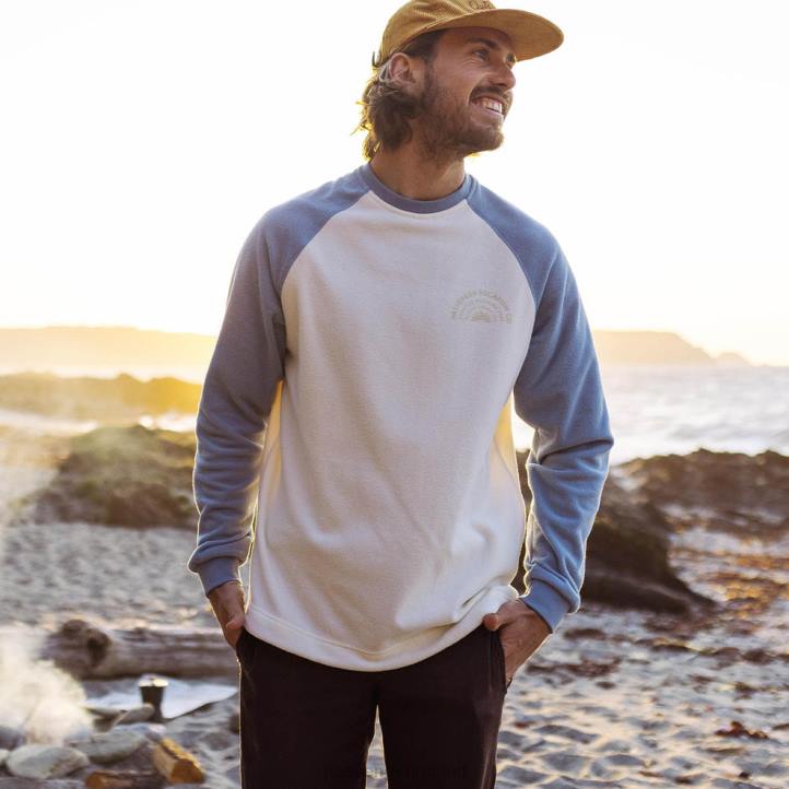 Clothing Passenger 22N866 Good Vibes Recycled Polar Fleece Sweatshirt Egret Men Egret