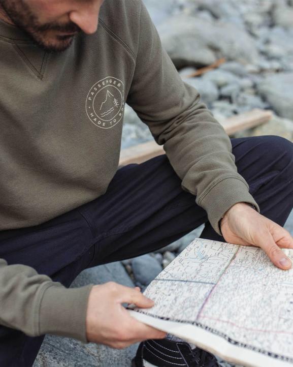 Clothing Passenger 22N874 Border Recycled Cotton Sweatshirt Dusty Olive Men Olive