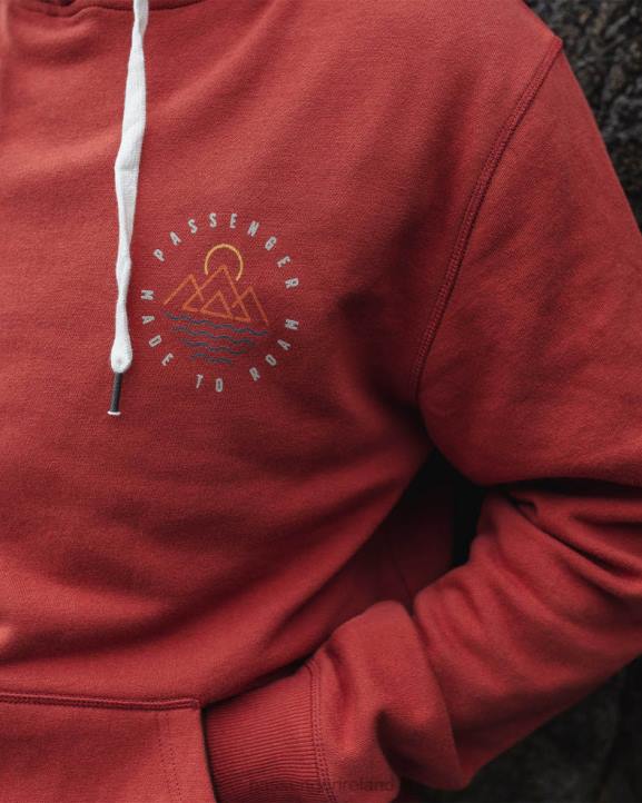 Clothing Passenger 22N880 Escapism Recycled Cotton Hoodie Burnt Red Men Red
