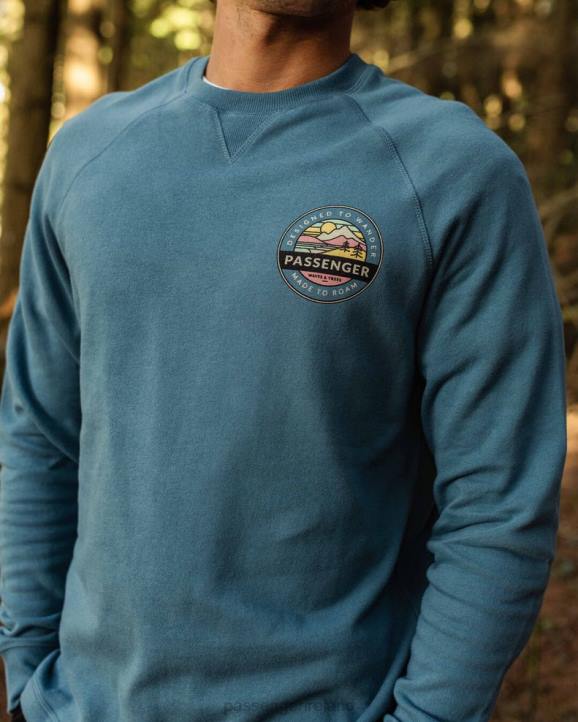 Clothing Passenger 22N882 Odyssey Recycled Cotton Sweatshirt Blue Steel Men Blue