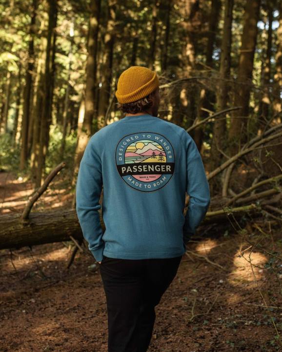 Clothing Passenger 22N882 Odyssey Recycled Cotton Sweatshirt Blue Steel Men Blue