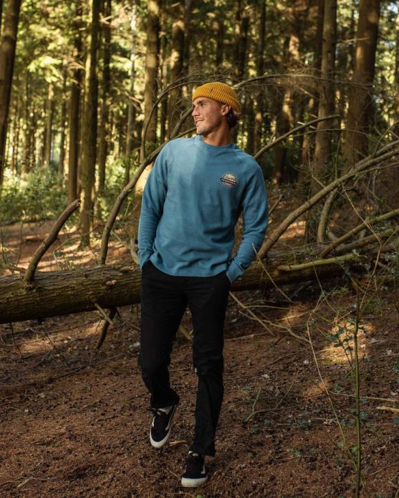 Clothing Passenger 22N882 Odyssey Recycled Cotton Sweatshirt Blue Steel Men Blue