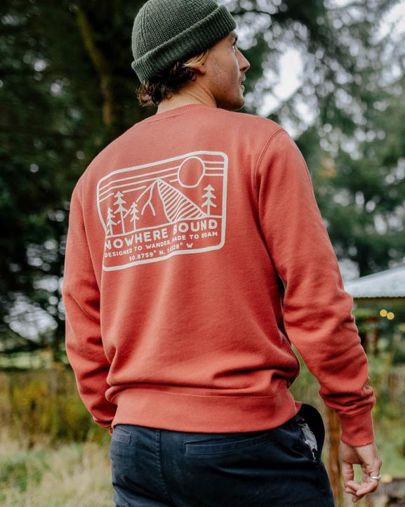 Clothing Passenger 22N884 Nowhere Bound Recycled Cotton Sweatshirt Burnt Red Men Red