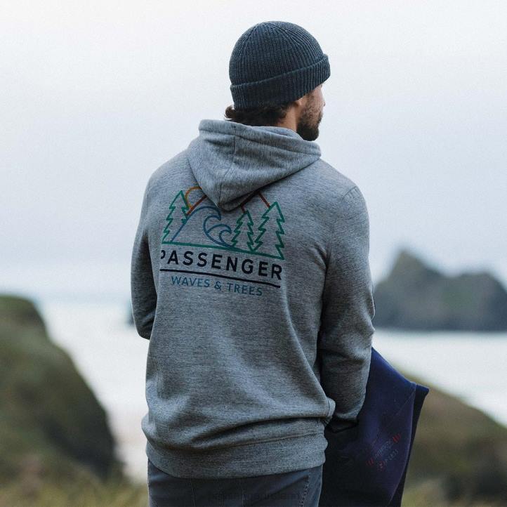 Clothing Passenger 22N895 Gifford Recycled Hoodie Grey Marl Men Grey