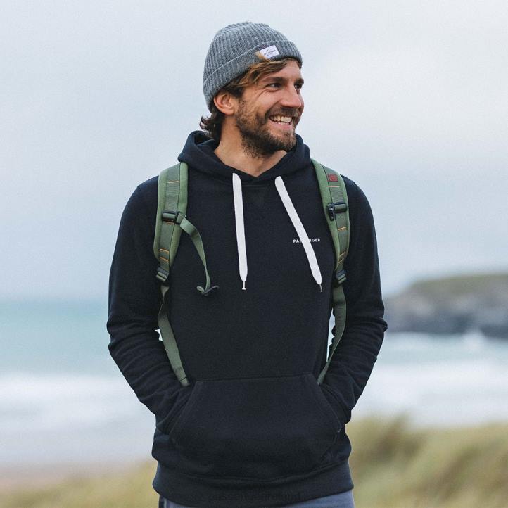 Clothing Passenger 22N896 Made To Roam Recycled Hoodie Faded Black Men Black