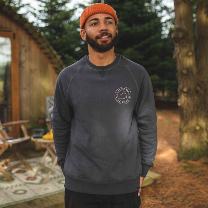 Clothing Passenger 22N898 Border Recycled Sweatshirt Faded Black Men Black